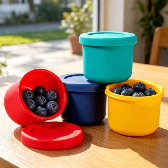 Wearproof Anti-Drop Silicone Meal Storage Container, Stackable Microwave Freezer Safe Box with Steam Release Vent for Kitchen Office Outdoor Meal Prep