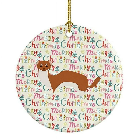 Weasel Christmas Ceramic Ornament 2.8 in x 2.8 in