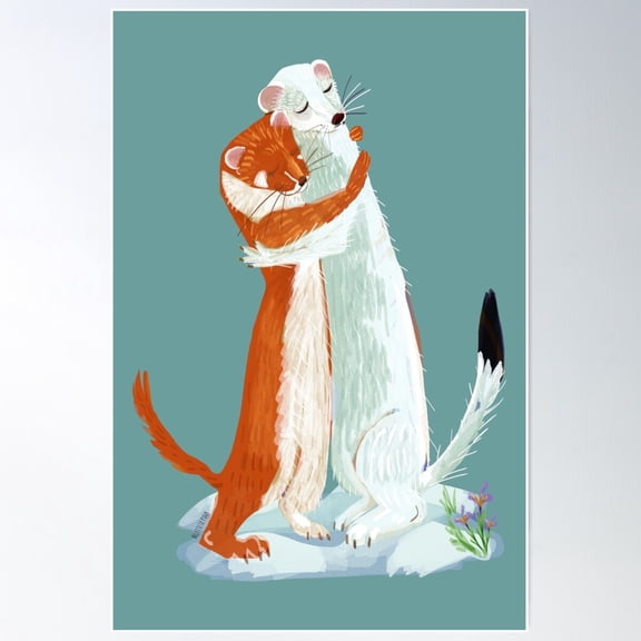Weasel Hugs Poster Wall Art, Modern Wall Decor For Living Room Bedroom, 8x12 UNFRAMED