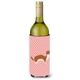 thumbnail image 1 of Weasel Pink Check Wine Bottle Beverge Insulator Hugger, 1 of 1