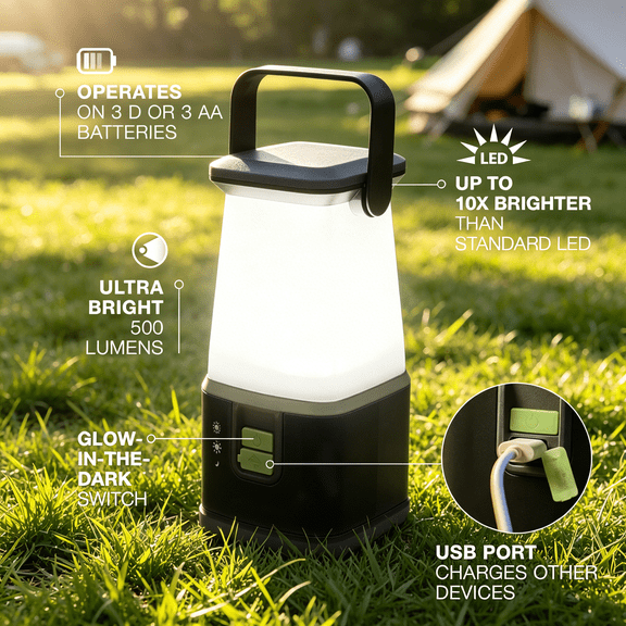 WeatheReady LED Camping Lantern PRO-360, IPX4 Water Resistant Tent Light, Ultra Bright Battery Powered Lanterns for Camping, Outdoors, Emergency Power Outage