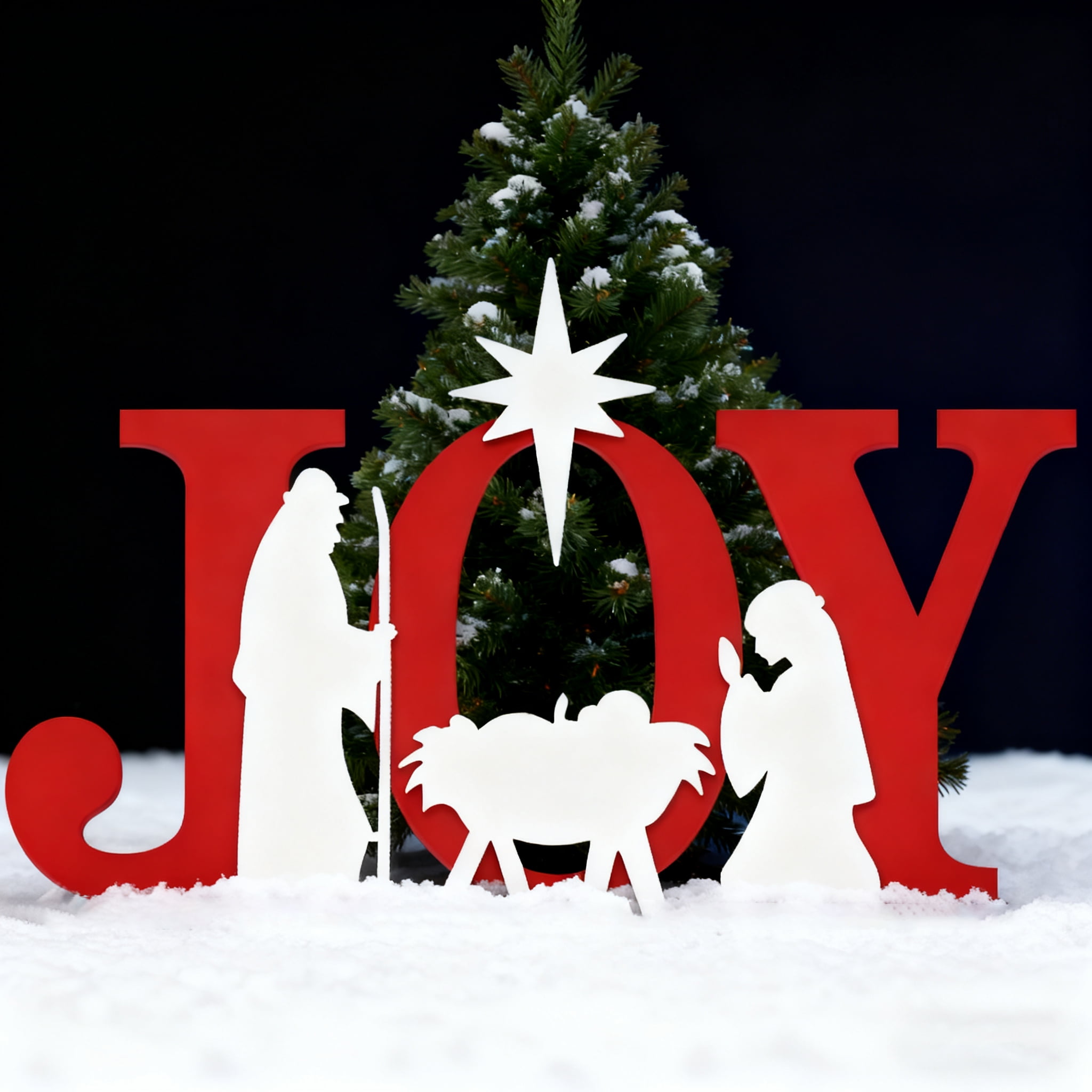 JOY Christmas Nativity Yard Signs Outdoor Silhouette Weather Resistant PVC Set of 3 48 Inch
