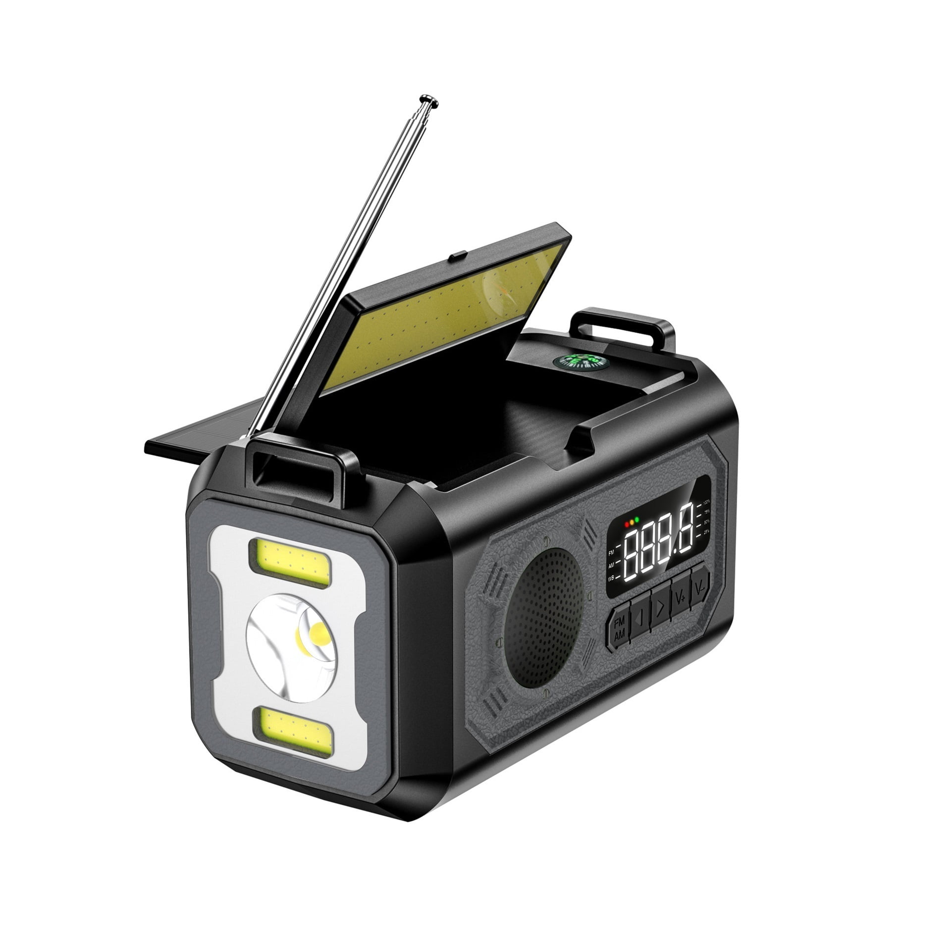 Weather Alert Radio, Multifunction Radio, Household Multifunctional Disaster Prevention Emergency Hand Crank Generator Radio Flashlight Solar Charger