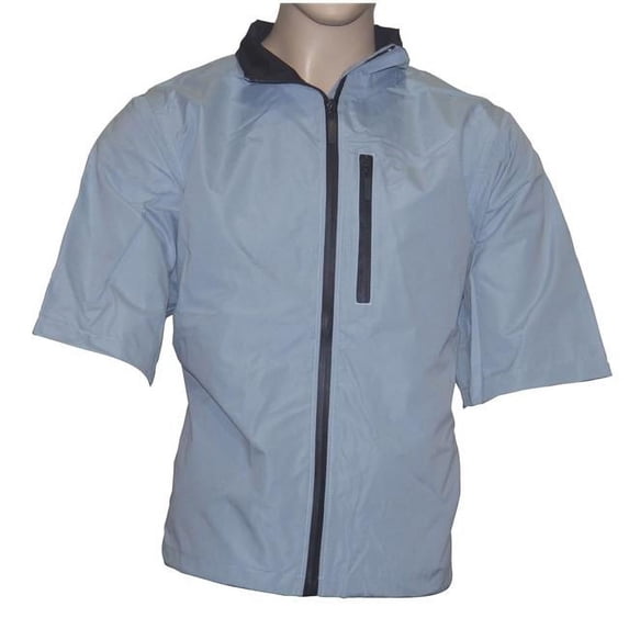 Weather Apparel 58016-077-MD Microfiber Mens Short Sleeve Jacket, Medium - Steel Blue & Navy