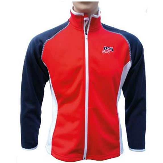 Weather Apparel 58032-053-MD Women Poly-Spandex Jacket - Red Body, Navy Sleeves & White Side - Medium