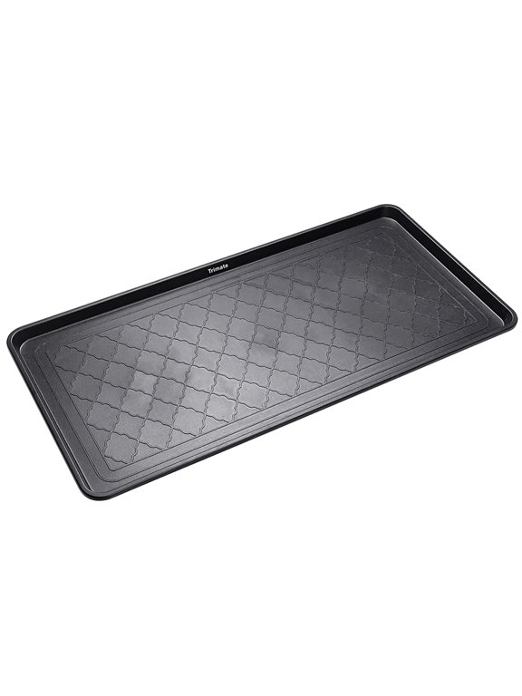 All Weather Boot Tray, Extra Large Size by Trimate -Water Resistant Plastic, Multi-Purpose for Shoes, Pet Feeding Trays, Mudroom Entryway, Garage, Indoor or Outdoor Extra Large, 40”x20”(Black)