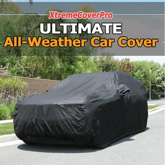 All Weather Car Cover Fits Chevy Suburban 1988 1989 1990 1991 1992 1993 1994 1995 1996 1997 1998 , waterproof, uv-proof, easy access zipper, wind-proof, detachable straps BLACK
