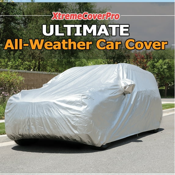 All Weather Car Cover Fits HONDA PILOT 2015 2016 2017 2018 2019 2020 2021 2022 2023 2024 2025 , waterproof, uv-proof, easy access zipper, wind-proof, detachable straps Silver