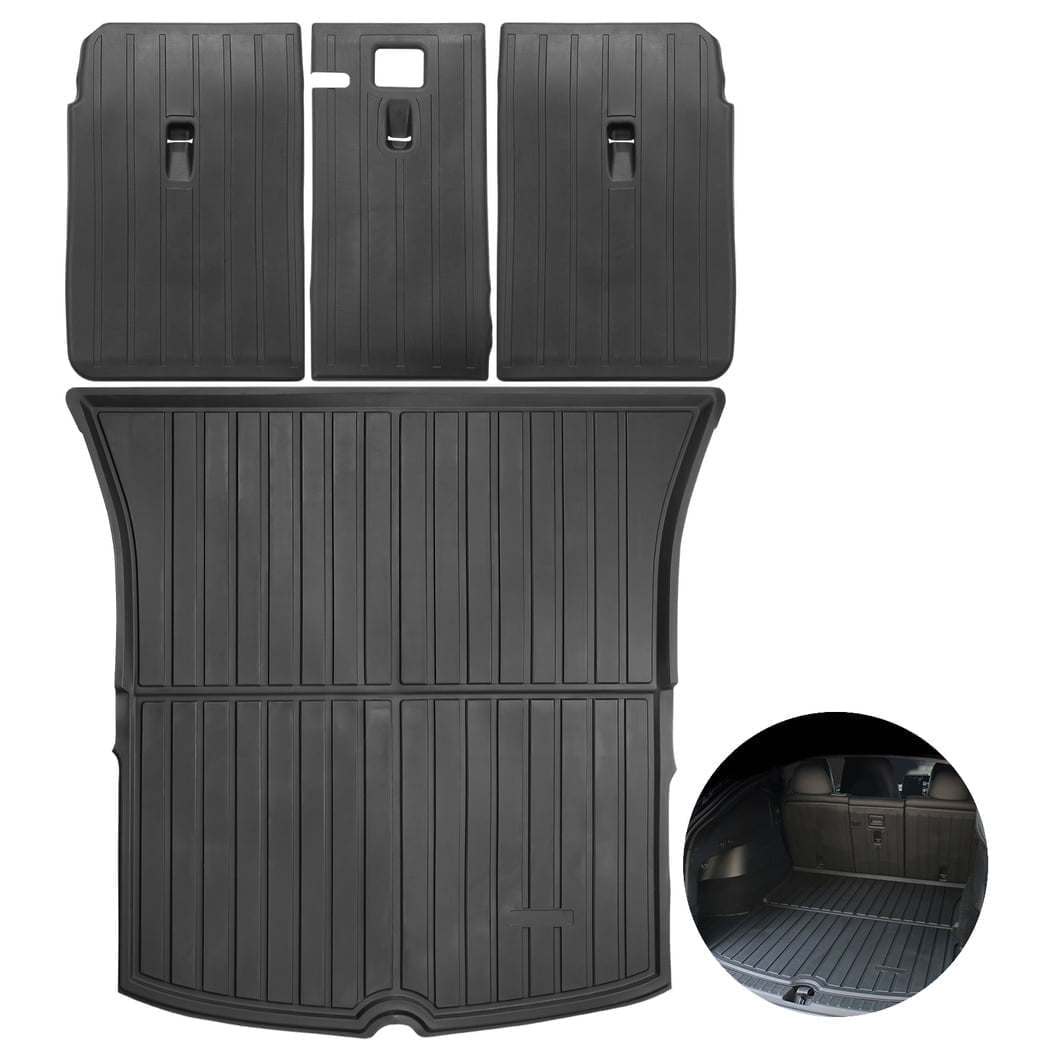 All Weather Car Trunk Mats, 3 Rear Seat Back Mats and Trunk Floor Mat, Compatible with 2020 2021 2022 Tesla Model Y, Perfectly Fit Waterproof Non-slip Car Trunk Floor Liner