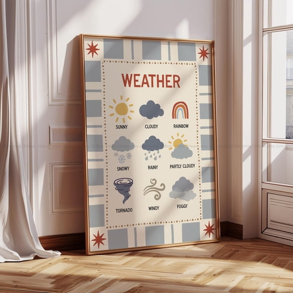 Weather Chart, Preschool Weather Poster, Unframed Paper Poster 24x36in