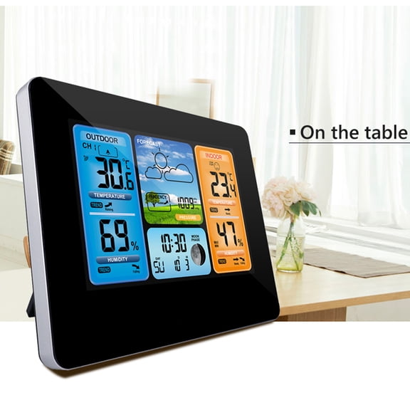 Weather Clock,Lcd Alarm Clock Indoor Weather Alarm Clock Indoor Weather Station Lcd Usb Barometer Thermometer With Weather Barometer Station Lcd Alarm Black