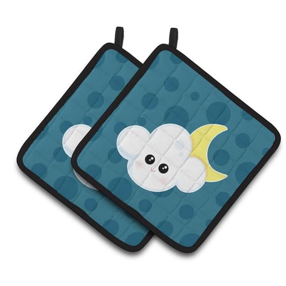 Weather Cloudy Moon Face Pair of Pot Holders