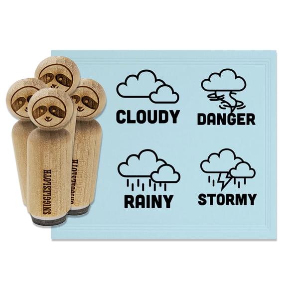 Weather Day Planner Stormy Rainy Cloudy Danger Rubber Stamp Set for Scrapbooking Crafting Stamping - Large 1-1/4 Inch