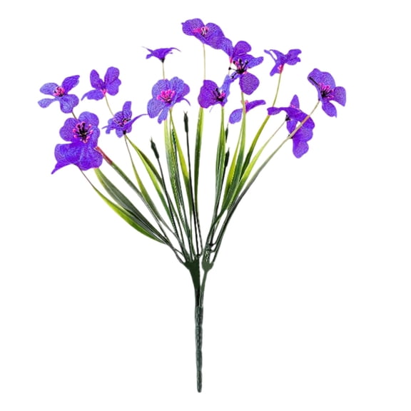 All Weather No Fade Outdoor Violet Spring Floral Bouquet, Lifelike Faux Purple Bloom Bundle for Backyard Garden Landscape Wedding Ceremony Window Box Decor