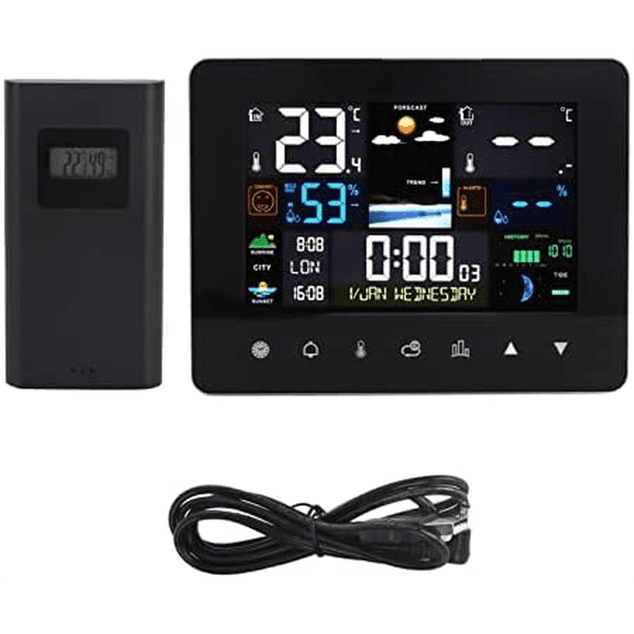 Weather Forecast Station, Moon Phase Alarm Clock Digital Weather Forecast Station Calendar Sunrise Sunset Time for Outdoor$$Garden & Patio