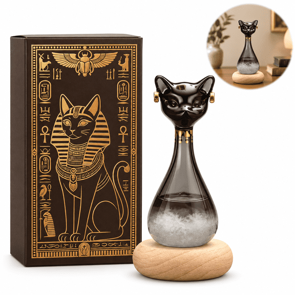 Weather Glass, Storm Glass Weather Indicator, Cat Shape Bottle Liquid Barometer Weather Station for Office Desktop Home Christmas Birthday Gift