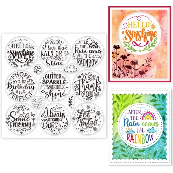 Weather Greeting Text Clear Stamps for Card Making Greetings Sun Rainbow Sentiment Word Transparent Silicone Stamps for DIY Scrapbooking Supplies Embossing Paper Card Craft Album Decor for DIY