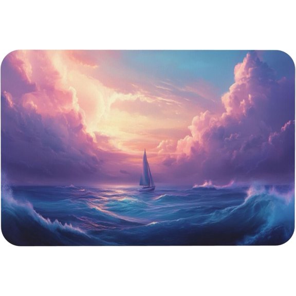 Weather Guard Floor Mats Sailboat Scenery,Vibrant Colors Fantasy Art Non Slip Carpeting,Washable Easy to Clean,for Bathroom,Office,Study,Living Room Decor Doormat 16x24 inch