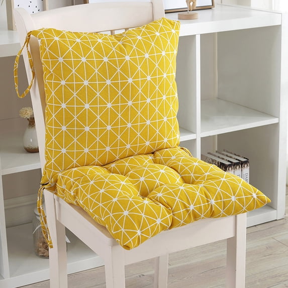 All Weather High Back Chair Cushion, One Piece Seat & Back Pad, Waterproof Rainproof Rocking Chair Cushion for Indoor Outdoor Porch Patio Office Classroom Use, 16*16in, Yellow
