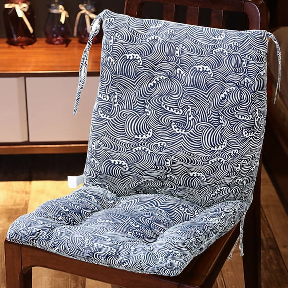 All Weather High Back Chair Cushion, One Piece Seat & Back Pad, Waterproof Rainproof Rocking Chair Cushion for Indoor Outdoor Porch Patio Office Classroom Use, 16*16in, Blue