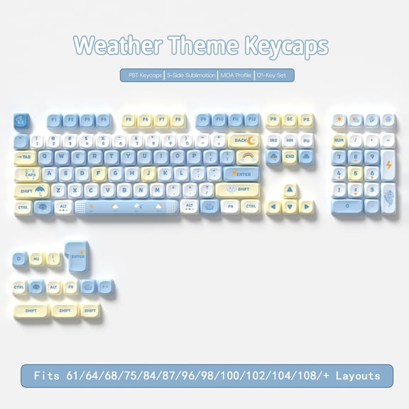 Weather Keycaps 121 Keys PBT Material MOA XOA Profile DYE-SUB For MX Switch Wooting Mechanical Keyboard Keycaps ISO ANSI Layout