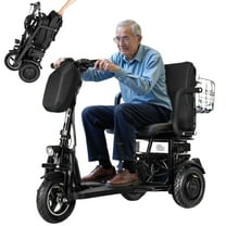 Weather Liner 3 Wheel Mobility Scooter for Adults 300 lbs Foldable Travel Folding Scooters Seniors Handicap Mobility Scooter for Seniors Lightweight Collapsible Electric Mobility Scooters For Adults