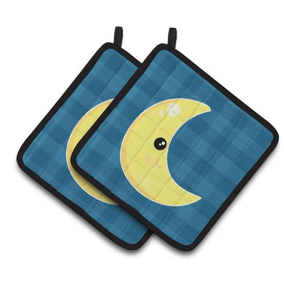 Weather Moon Face Pair of Pot Holders