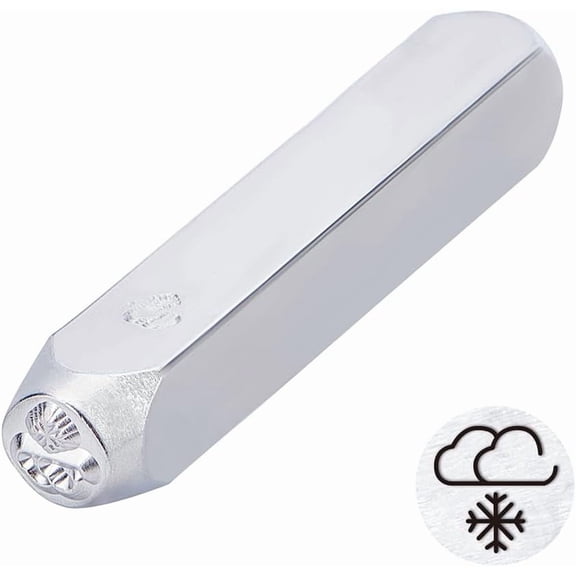 Weather Pattern Iron Seal Stamps 65.5x10mm Could Snowflower Pattern Round Metal Punch Stamping Tools Jewelry Making Stamping Tools for Imprinting Metal Plastic Wood Leather