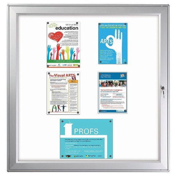Weather Proof Premium Magnet Notice Board 12 x (8-1/2" x 11") Paper Area Silver Aluminum with Dry Wipe Surface