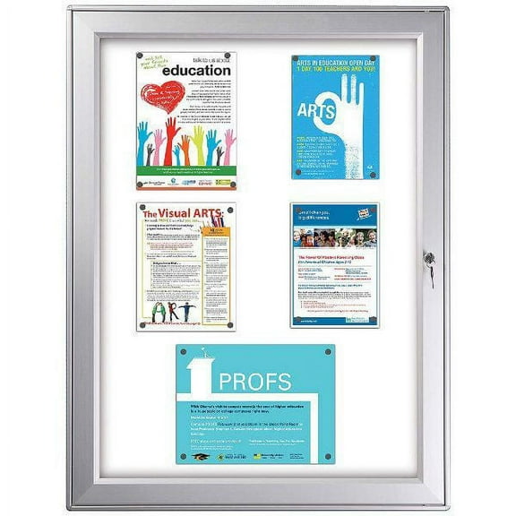 Weather Proof Premium Magnet Notice Board 9 x (8-1/2" x 11") Paper Area, Silver Aluminum with Dry Wipe Surface