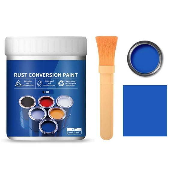 Weather Proof Rust Converter Paint for Metal Water-based Reduce-rust Paint Metal Paint Rust-free Rust-conversion Paint Color Steel Tile Renovations 300g, Blue