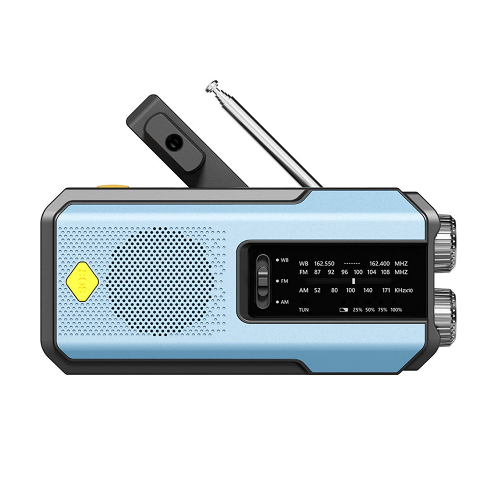 Weather Radio Emergency Multifunctional Radio FM AM WB Hand Crank Solar USB Charging 2000mAh Power Bank LED Flashlight Torch ,Listen Anytime, Anywhere