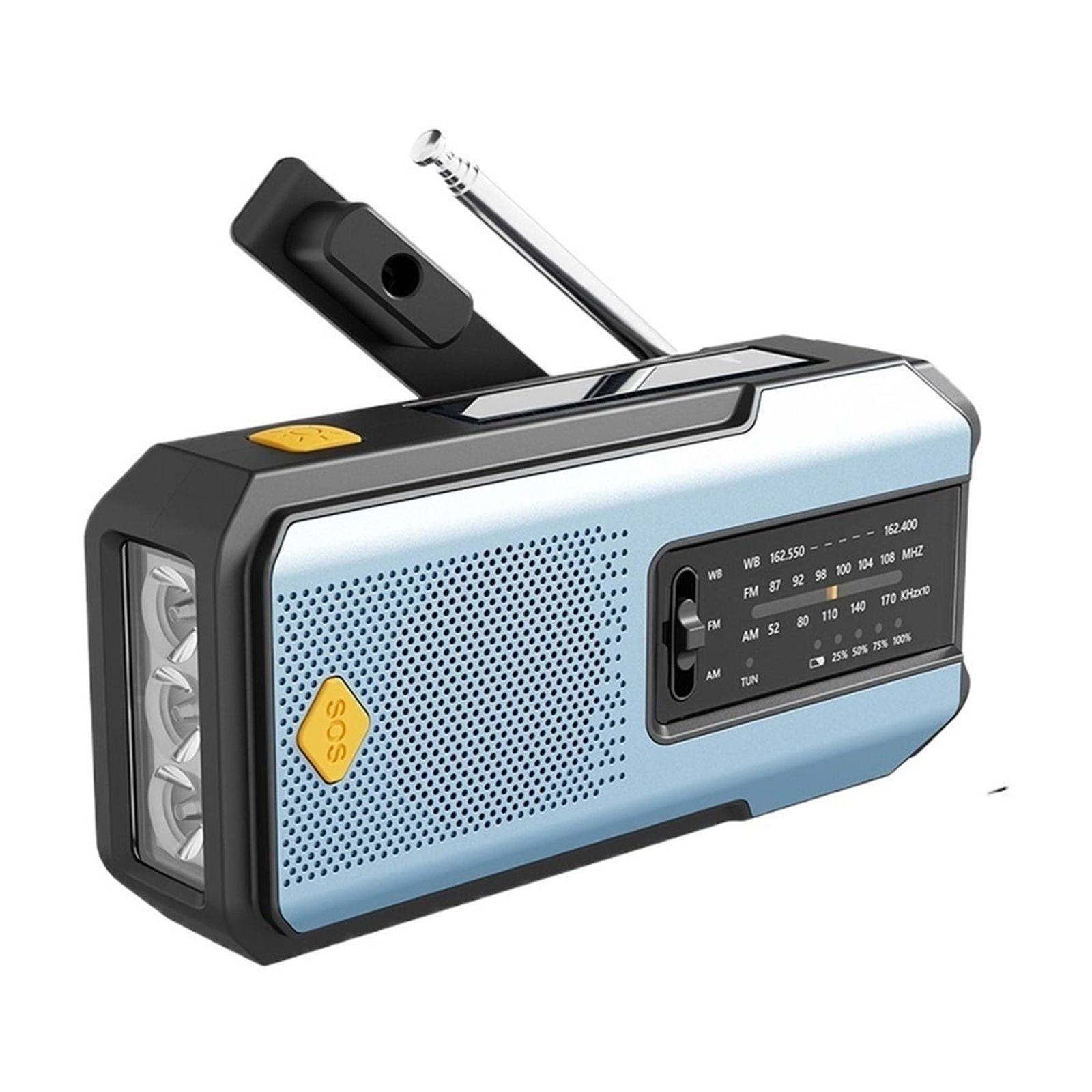 Weather Radio Emergency Multifunctional Radio FM AM WB Hand Crank Solar USB Charging 2000mAh Power Bank Outdoor Flashlight Torch ,Listen Anytime, Anywhere