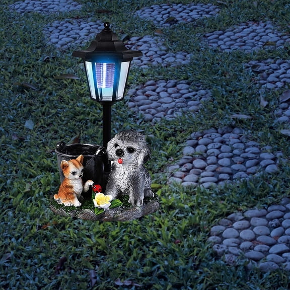 Weather Resilient & Luminous, 6.7x5.7x7.3 Inch Solar Flower Pot, Landscape Lighting Craft & Resin Planter, Space Saving Decor Addition for Courtyard