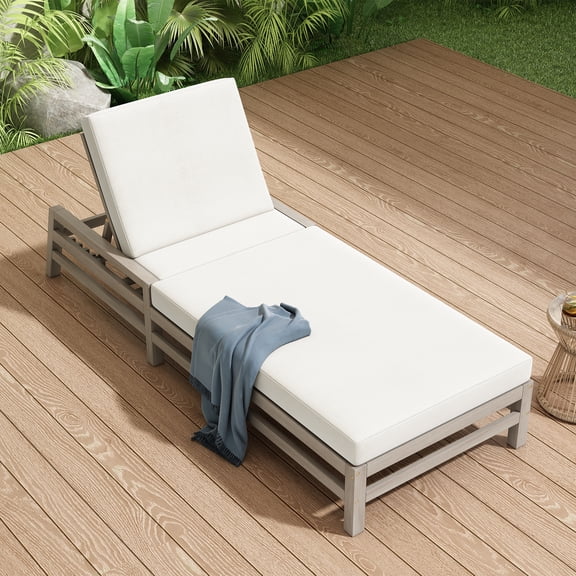Weather-Resistant 5-Position Adjustable Outdoor Chaise Lounge Recliner Chair with Thick Cushions