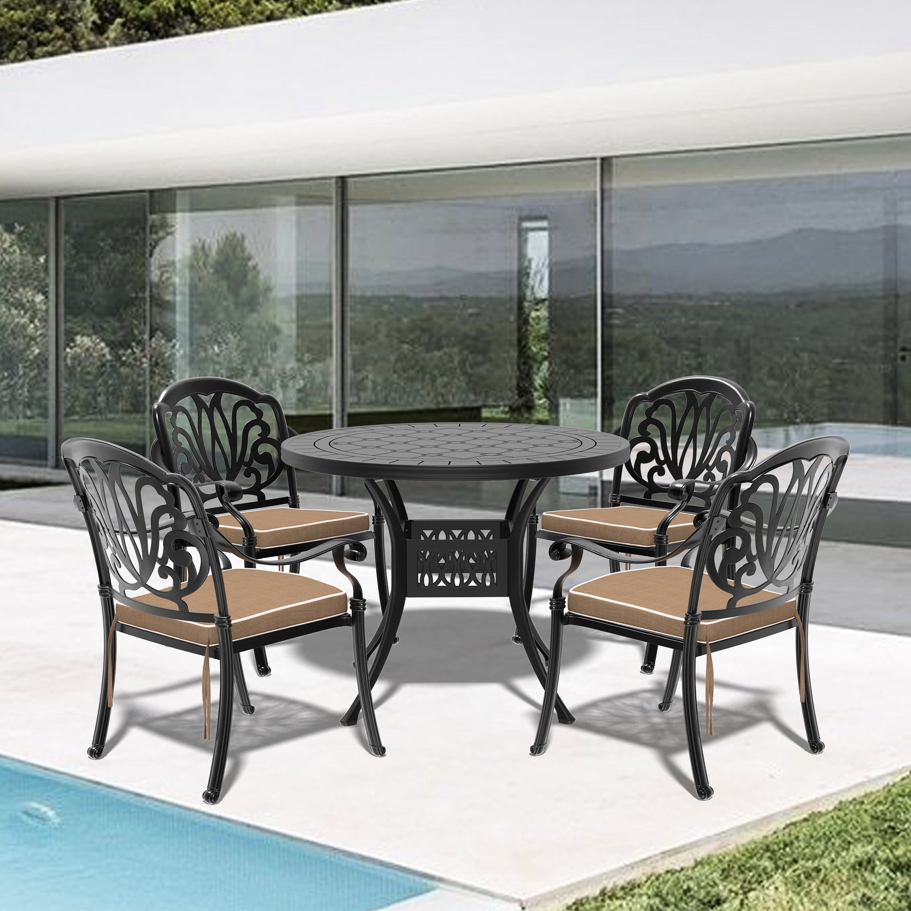 Weather-Resistant Aluminum Patio Set+4 Cushions Included"-"Outdoor ...