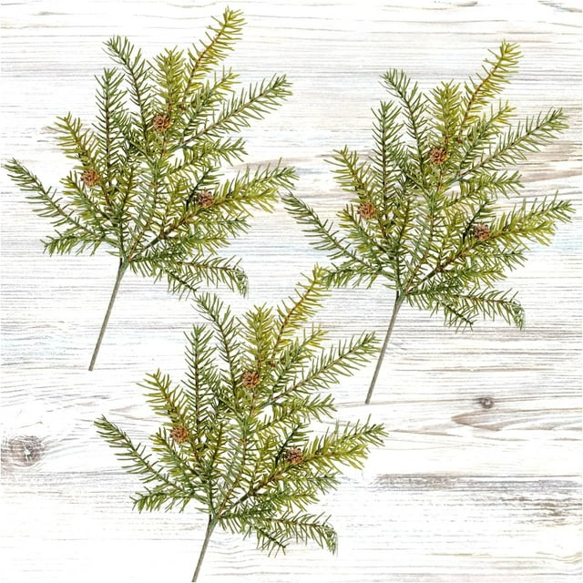 Weather Resistant Artificial Hemlock Sprays Set Of 3 Fake Greenery For
