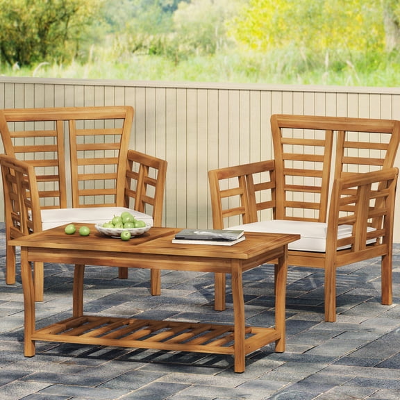 Weather-Resistant, Assembly Included / 2 Club Chairs and Table Set