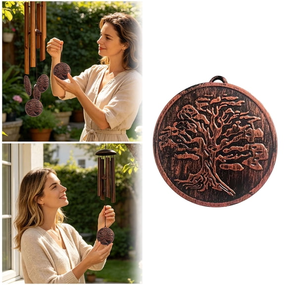 Weather Resistant Circular Vintage Tree of Life Wind Catcher Replacement Durable Metal Wind Chime Repair Parts Hanging Ornament for Garden Patio Tree Yard Balcony Porch Outdoor Decor