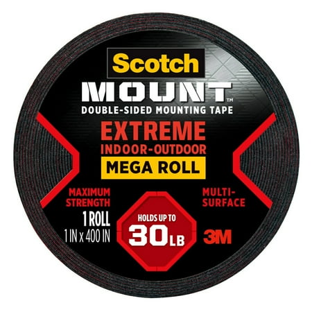 Scotch® Heavy-Duty Interior/Exterior Double-Sided Mounting Tape, 1" x 450"