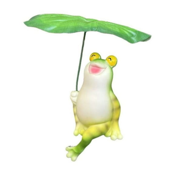 Weather Resistant Elegant Frogs Garden Sculpture Resin Figurine On Lotuses Leaf Fit for Indoor Outdoor Decorative Accent