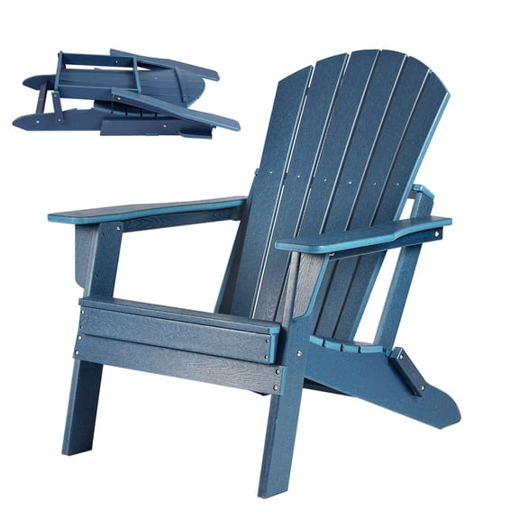 Weather Resistant Folding Adirondack Chair: Oversized HDPE Outdoor Fire Pit Chair for Patio, Porch, Deck and Garden