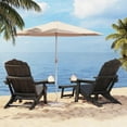 thumbnail image 1 of Folding Patio Recliner Chair with Ottoman & Cup Holder - Garden, Deck, Pool Adirondack - Black, 1 of 8
