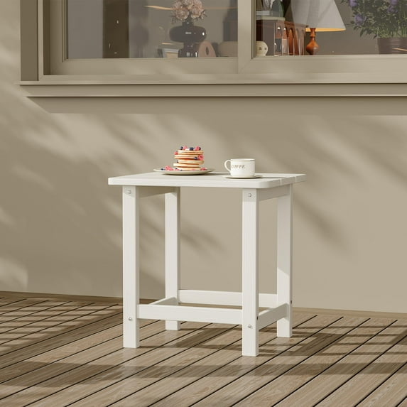 Weather Resistant HDPE Adirondack Square Outdoor Side Table, 17" Small Patio End Table for Garden, Balcony, Porch and Poolside, UV-Proof, No-Tools Assembly, Eco-Friendly Recycled Plastic