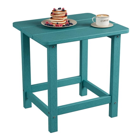 Weather Resistant HDPE Adirondack Square Outdoor Side Table – Durable, UV-Proof, Easy Assembly, Maintenance-Free – Small Patio End Table for Garden, Balcony, Porch, Beach, Pool