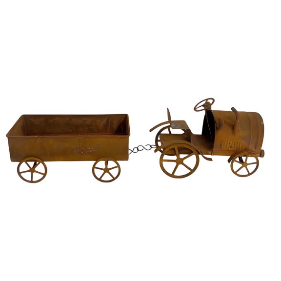 Weather Resistant Iron Tractor Shaped Flower Container Perfect For Outdoor And Indoor Planting Enhances Any Outdoor Setting In Gardens