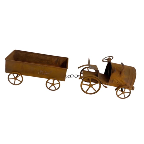 Weather Resistant Iron Tractor Shaped Flower Container Perfect For Outdoor And Indoor Planting Enhances Any Outdoor Setting In Gardens