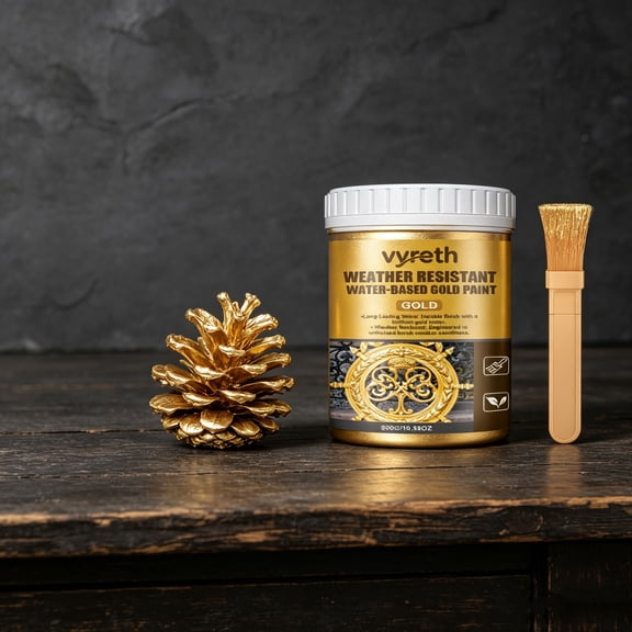 Weather Resistant Liquid Gold Leaf Paint, Outdoor Paint for Metal Wood 300g
