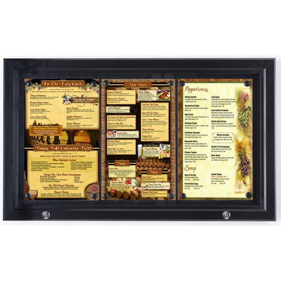 Weather Resistant, Magnetic, Bulletin Board with Swing-Open Locking Door, Outdoor Menu Case for x 14", Wall Mounted Vertically or Horizontally, Black Finish, for Indoor Or Outdoor Use