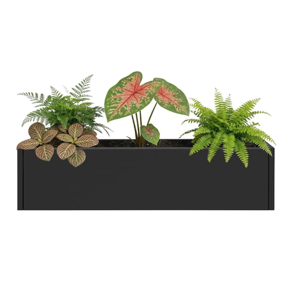 Weather-Resistant Metal Wall Planter Box, Galvanized Rust-Resistant Hanging Planter with Drainage Holes.